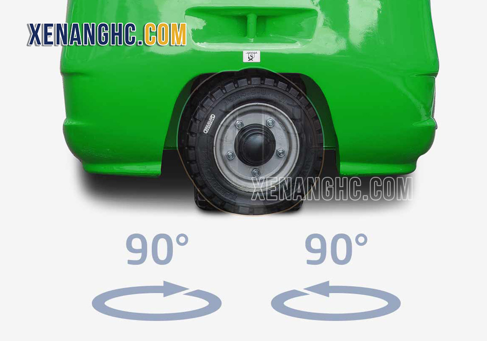 Bánh xe quay linh hoạt trên xe nâng điện 3 bánh 1.3 - 2 tấn