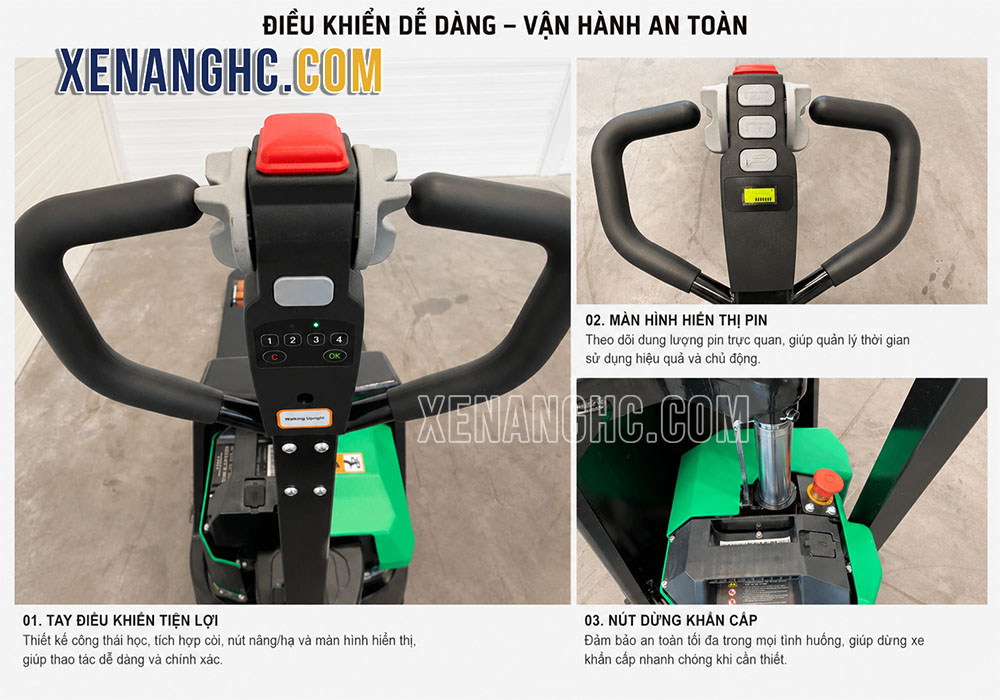 Bộ phận điều khiển trên xe nâng tay điện thấp mini 2 tấn Hangcha