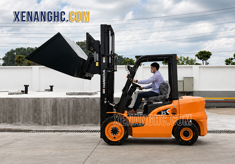 Xe nâng gật gù gầu xúc Hangcha