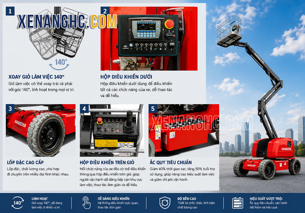 Ưu điểm của xe nâng người boom lift Hangcha